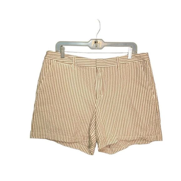 a new day Shorts Womens 14 Seersucker Tan Hampton Lightweight Summer High Rise - Picture 1 of 8